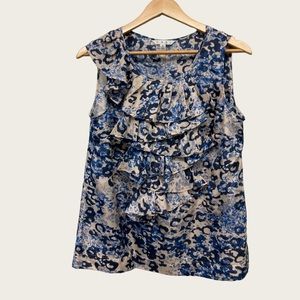 Cabi Silk Skin Top Blue Sttle 628 Ruffle
